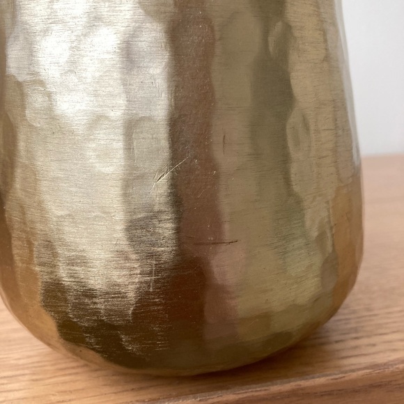 brass mid century modern vase hammered vessel container vintage planter plant - Picture 8 of 8